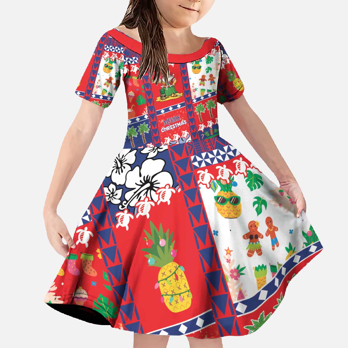 Wallis And Futuna Christmas Family Matching Off The Shoulder Long Sleeve Dress and Hawaiian Shirt Festive Beach Vibes - Polynesian Pride