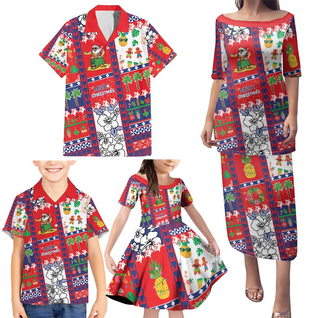 Wallis And Futuna Christmas Family Matching Puletasi and Hawaiian Shirt Festive Beach Vibes - Polynesian Pride