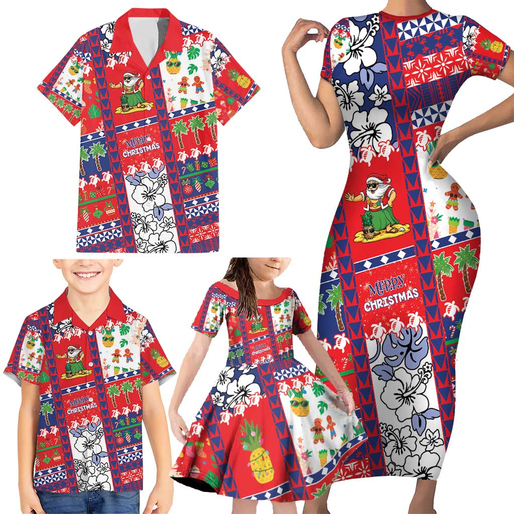 Wallis And Futuna Christmas Family Matching Short Sleeve Bodycon Dress and Hawaiian Shirt Festive Beach Vibes - Polynesian Pride