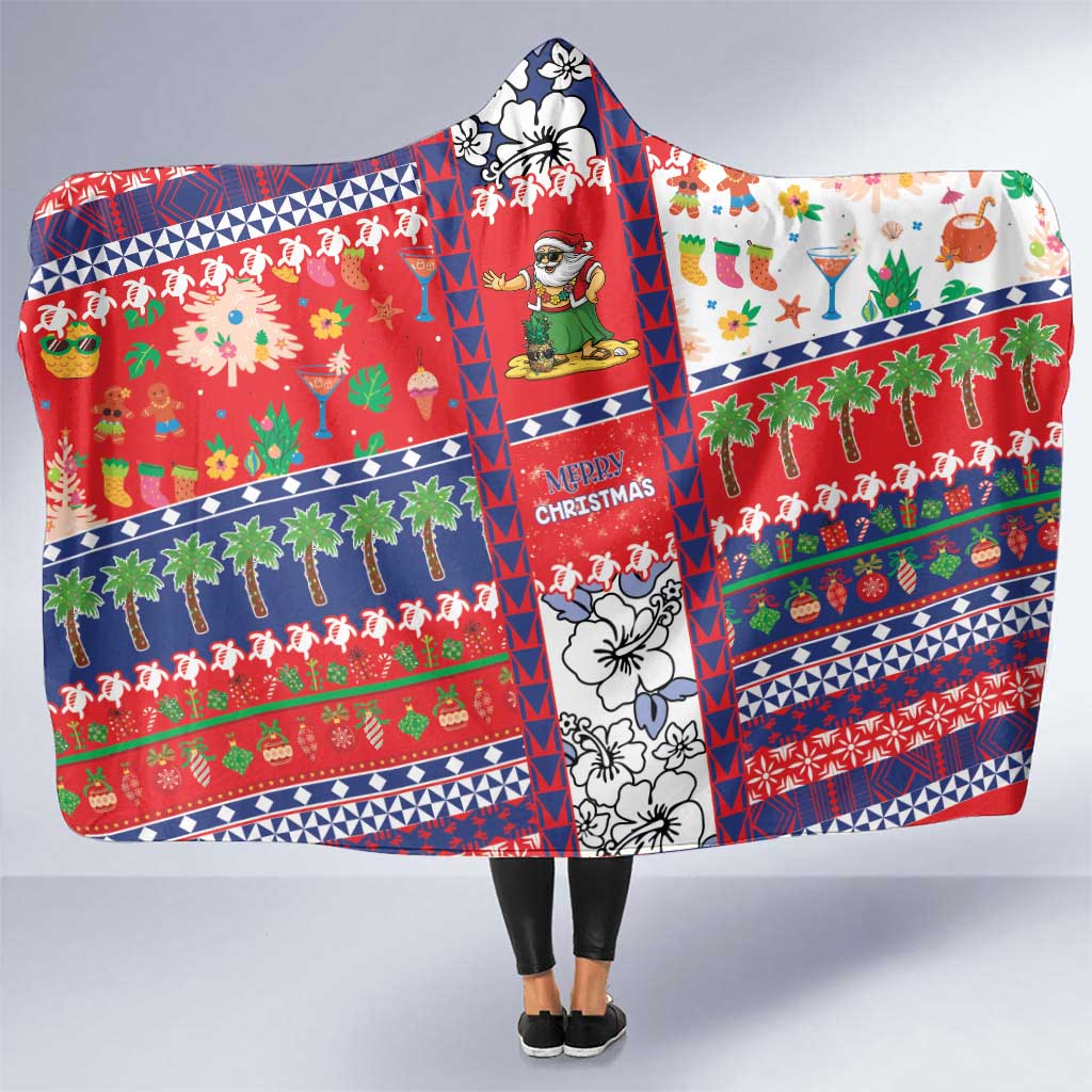 Wallis And Futuna Christmas Hooded Blanket Festive Beach Vibes - Polynesian Pride