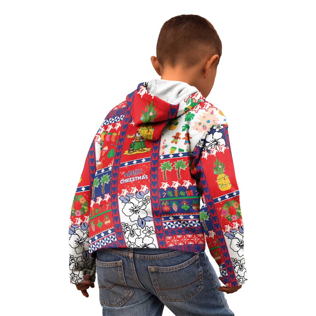 Wallis And Futuna Christmas Kid Hoodie Festive Beach Vibes - Polynesian Pride