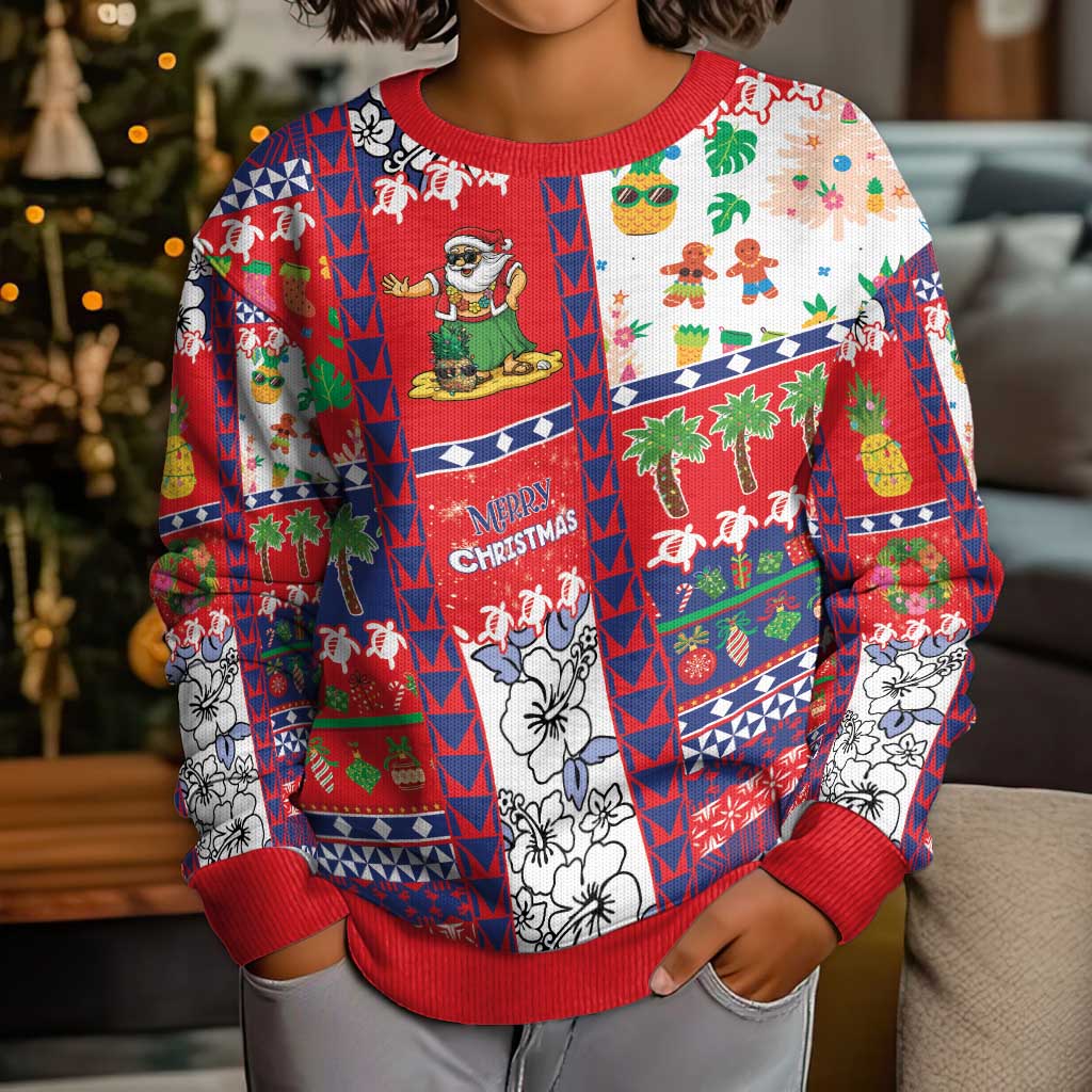 Wallis And Futuna Christmas Kid Ugly Christmas Sweater Festive Beach Vibes - Polynesian Pride