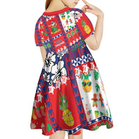 Wallis And Futuna Christmas Kid Short Sleeve Dress Festive Beach Vibes - Polynesian Pride