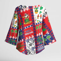 Wallis And Futuna Christmas Kimono Sleeve Blouse Festive Beach Vibes - Polynesian Pride