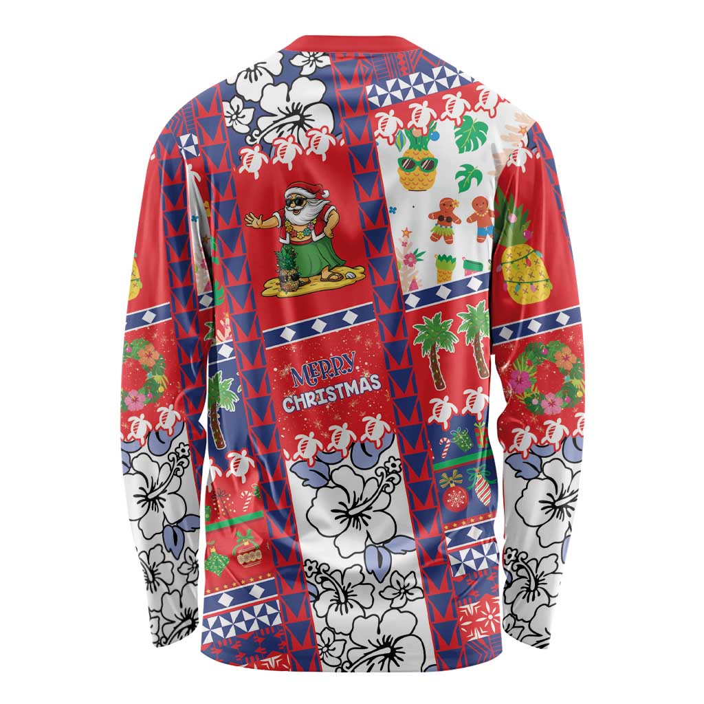 Wallis And Futuna Christmas Long Sleeve Shirt Festive Beach Vibes - Polynesian Pride