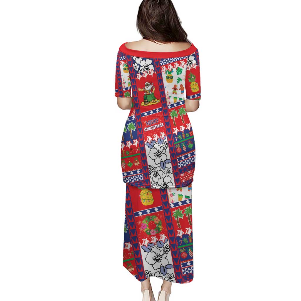 Wallis And Futuna Christmas Puletasi Festive Beach Vibes - Polynesian Pride