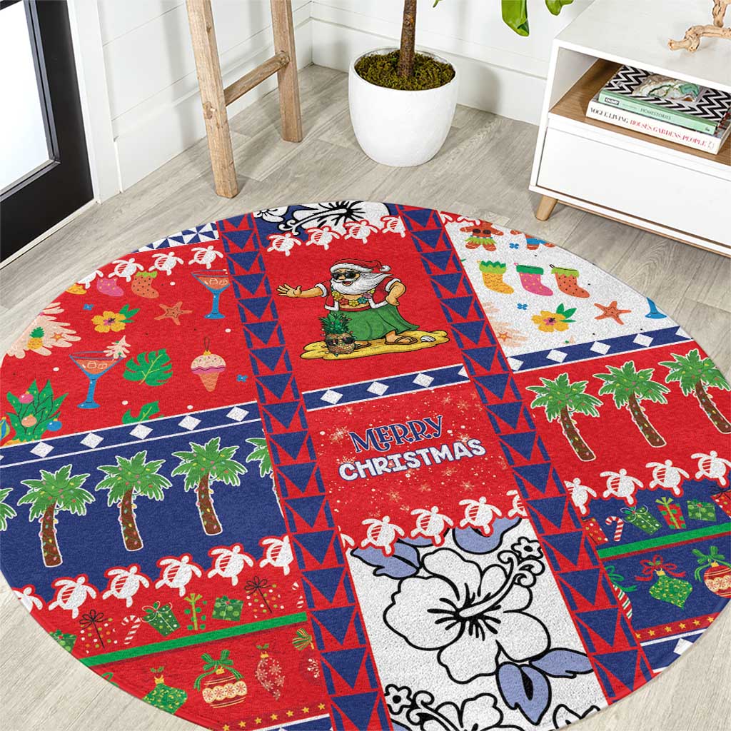 Wallis And Futuna Christmas Round Carpet Festive Beach Vibes - Polynesian Pride