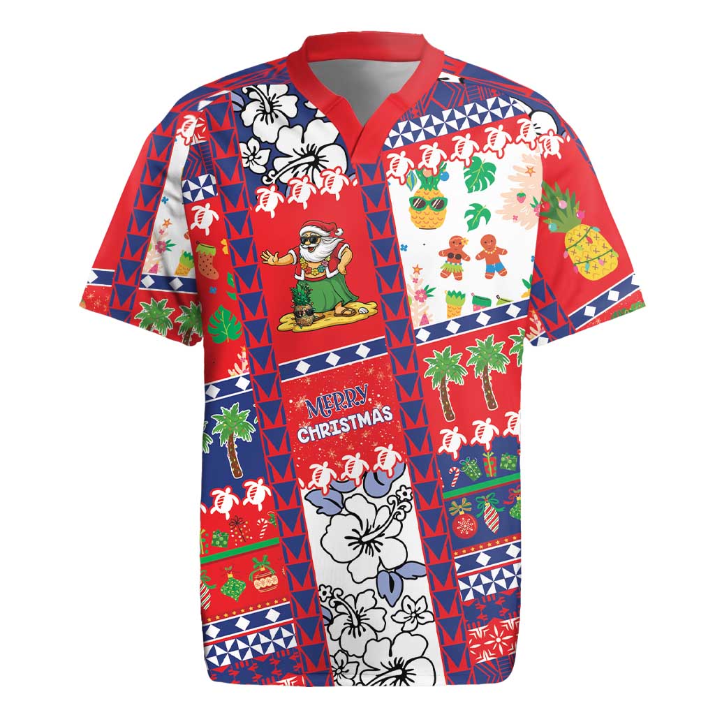 Wallis And Futuna Christmas Rugby Jersey Festive Beach Vibes - Polynesian Pride