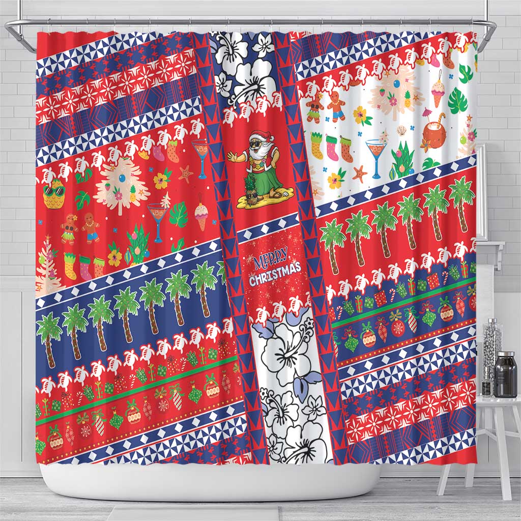 Wallis And Futuna Christmas Shower Curtain Festive Beach Vibes - Polynesian Pride