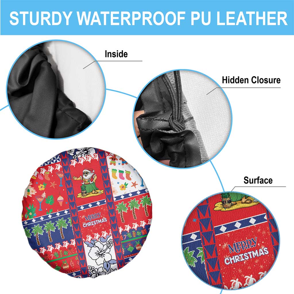 Wallis And Futuna Christmas Spare Tire Cover Festive Beach Vibes - Polynesian Pride