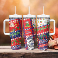 Wallis And Futuna Christmas Tumbler With Handle Festive Beach Vibes - Polynesian Pride