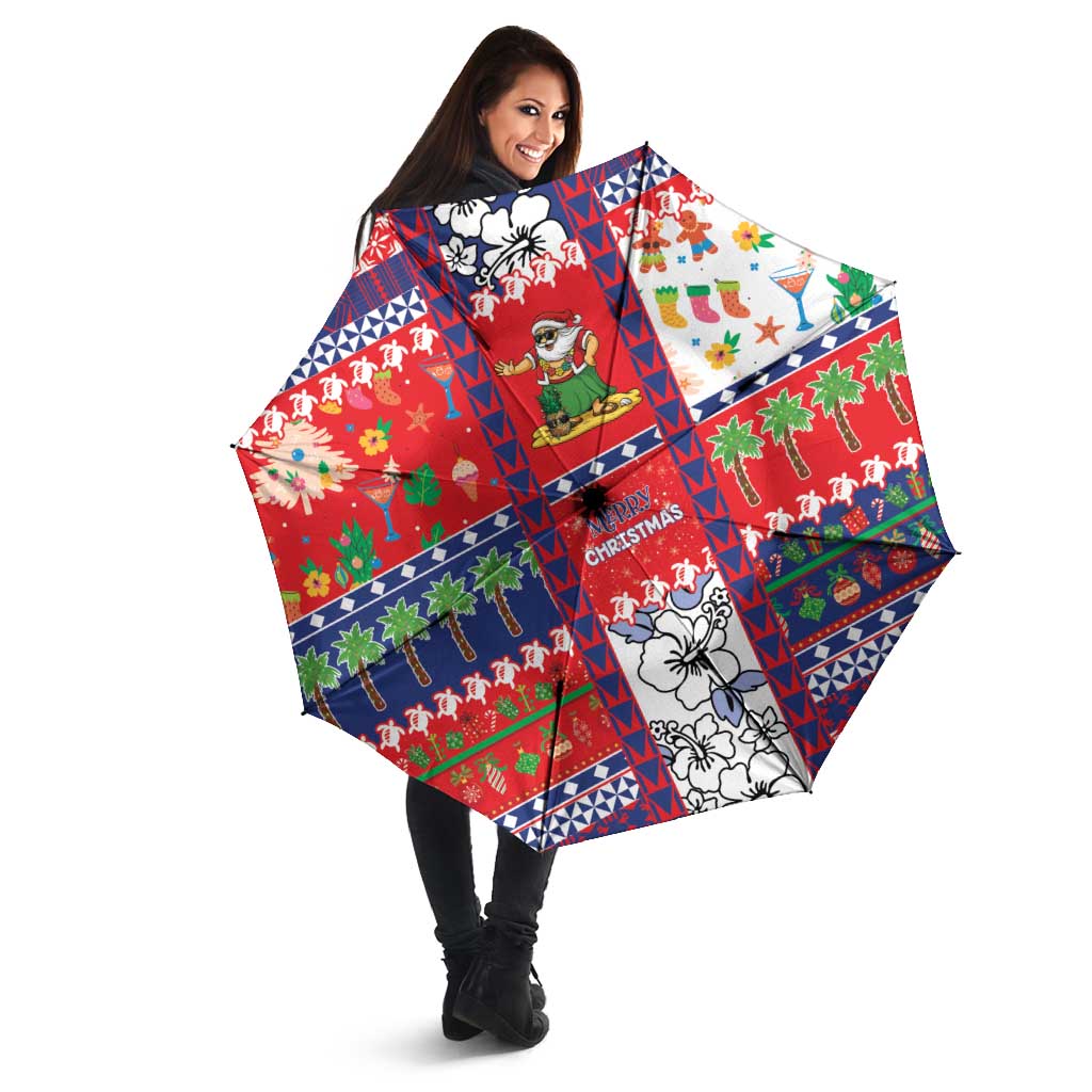 Wallis And Futuna Christmas Umbrella Festive Beach Vibes - Polynesian Pride