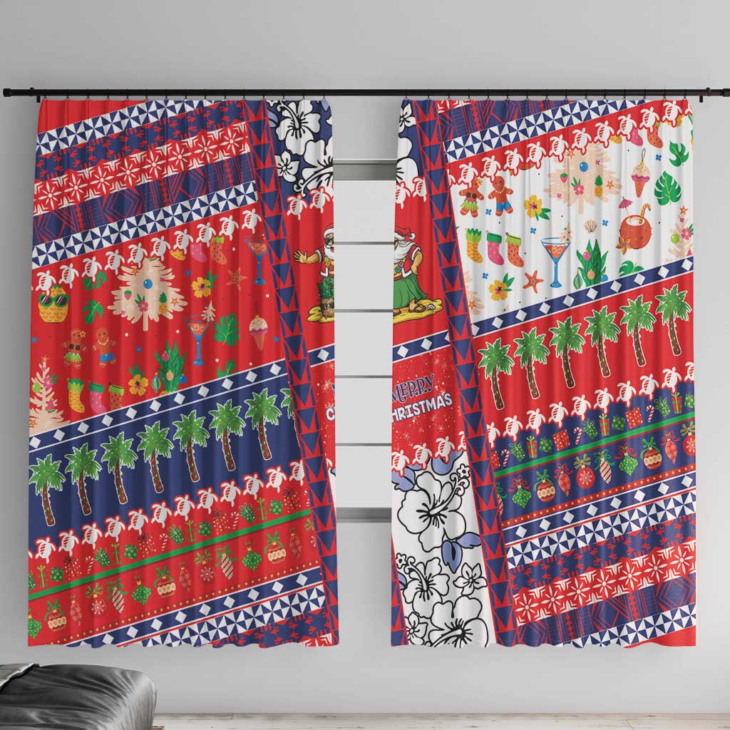 Wallis And Futuna Christmas Window Curtain Festive Beach Vibes - Polynesian Pride