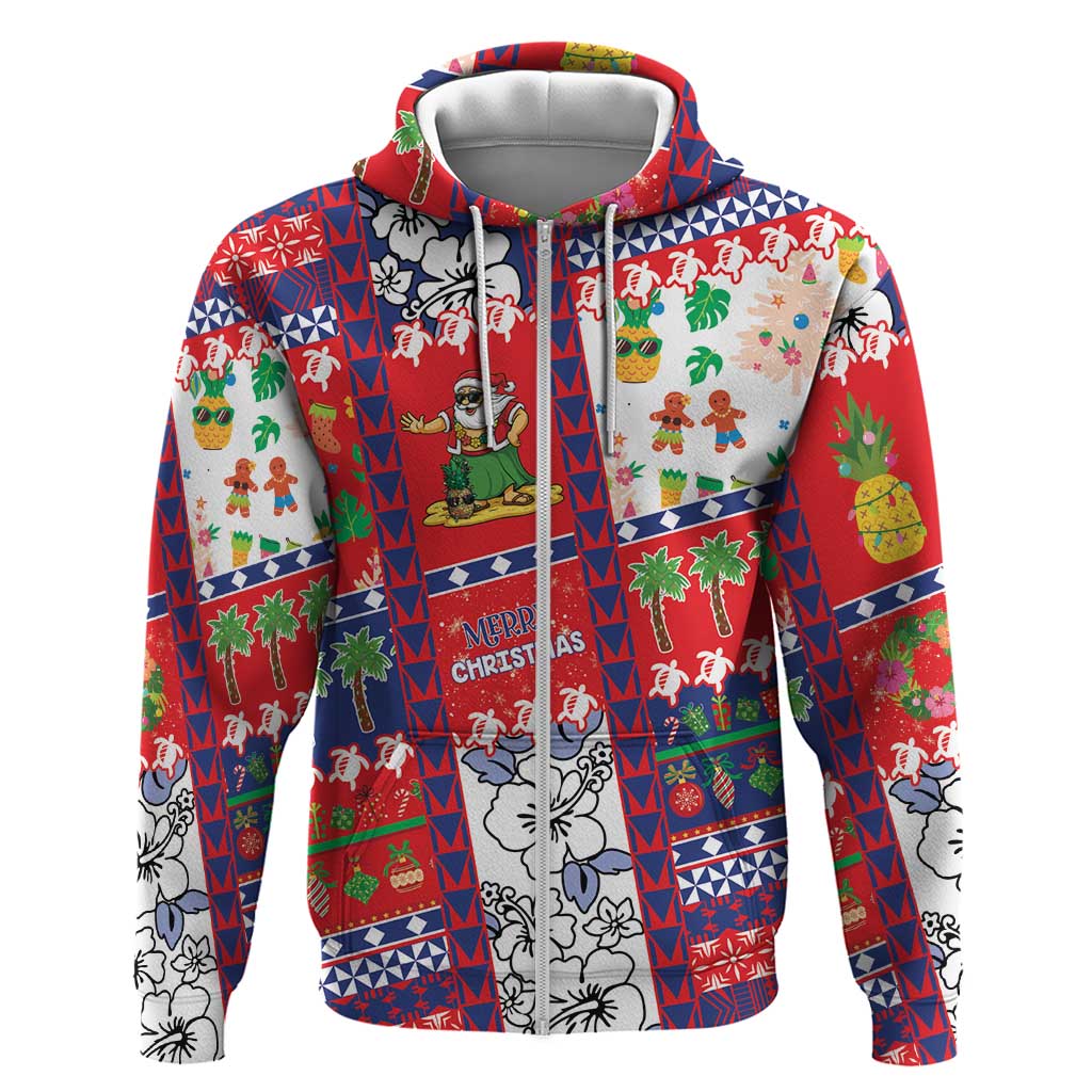 Wallis And Futuna Christmas Zip Hoodie Festive Beach Vibes - Polynesian Pride