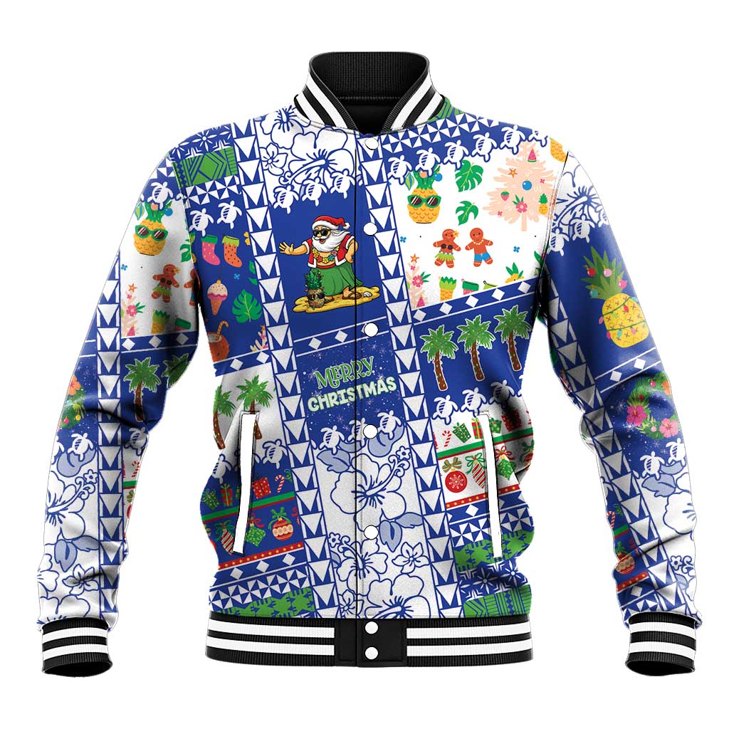 Northern Mariana Islands Christmas Baseball Jacket Festive Beach Vibes LT05 Unisex Blue - Polynesian Pride
