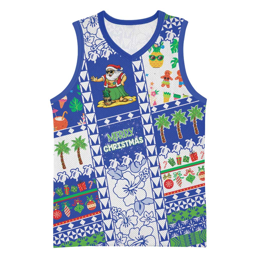 Northern Mariana Islands Christmas Basketball Jersey Festive Beach Vibes LT05 Unisex Blue - Polynesian Pride