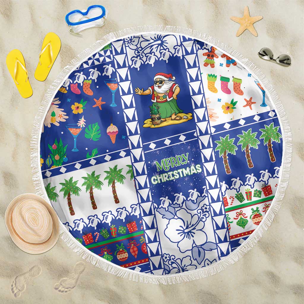Northern Mariana Islands Christmas Beach Blanket Festive Beach Vibes LT05 One Size 150cm Blue - Polynesian Pride
