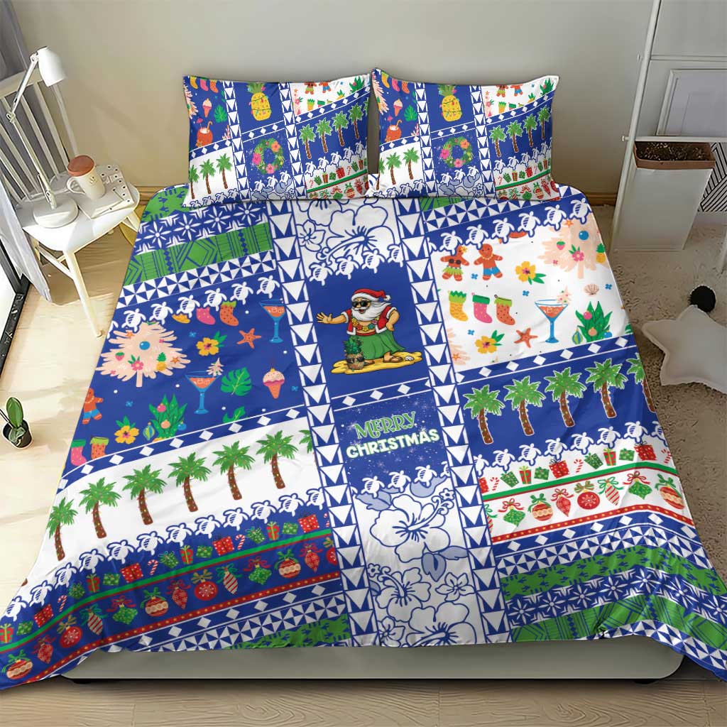 Northern Mariana Islands Christmas Bedding Set Festive Beach Vibes - Polynesian Pride