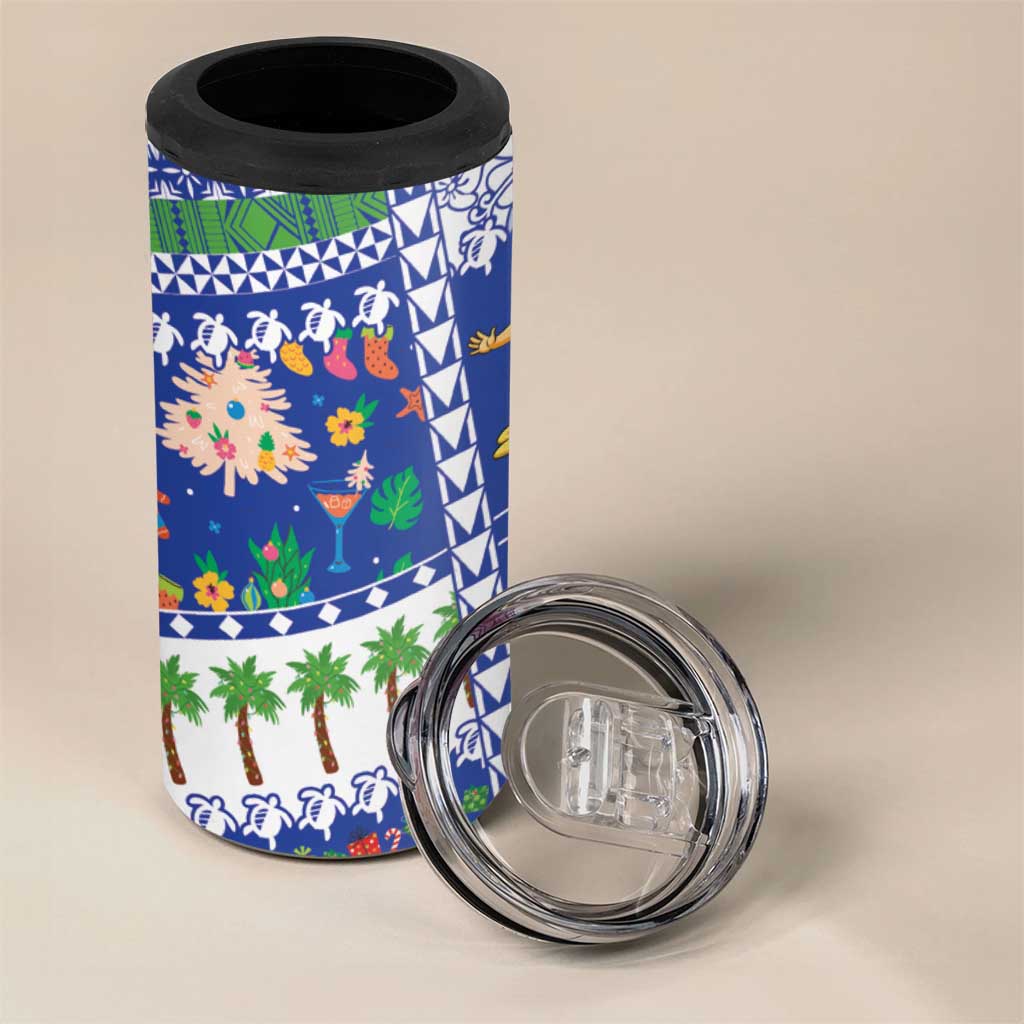 Northern Mariana Islands Christmas 4 in 1 Can Cooler Tumbler Festive Beach Vibes - Polynesian Pride
