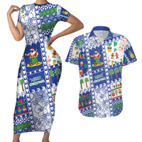 Northern Mariana Islands Christmas Couples Matching Short Sleeve Bodycon Dress and Hawaiian Shirt Festive Beach Vibes - Polynesian Pride