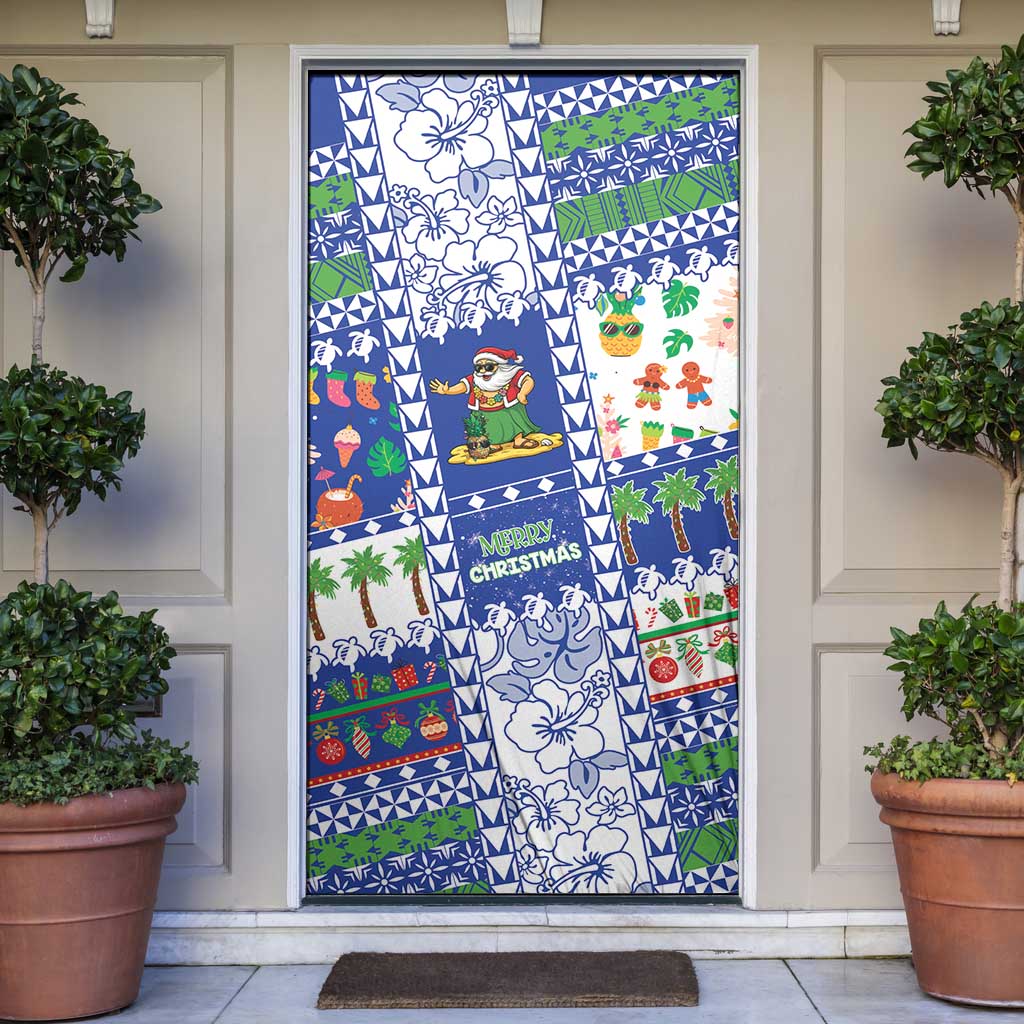 Northern Mariana Islands Christmas Door Cover Festive Beach Vibes - Polynesian Pride