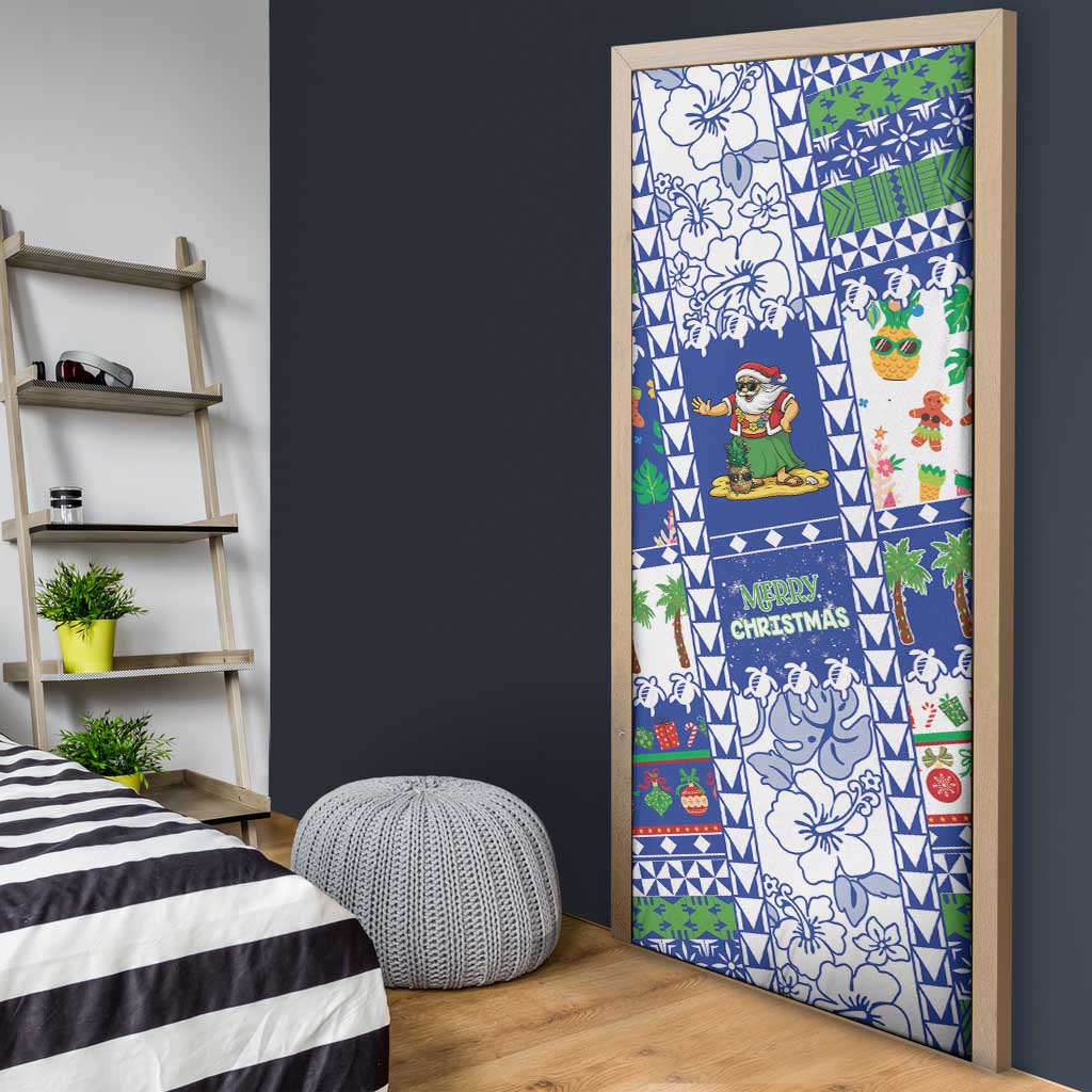 Northern Mariana Islands Christmas Door Cover Festive Beach Vibes - Polynesian Pride