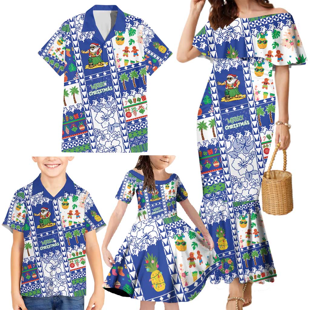 Northern Mariana Islands Christmas Family Matching Mermaid Dress and Hawaiian Shirt Festive Beach Vibes - Polynesian Pride