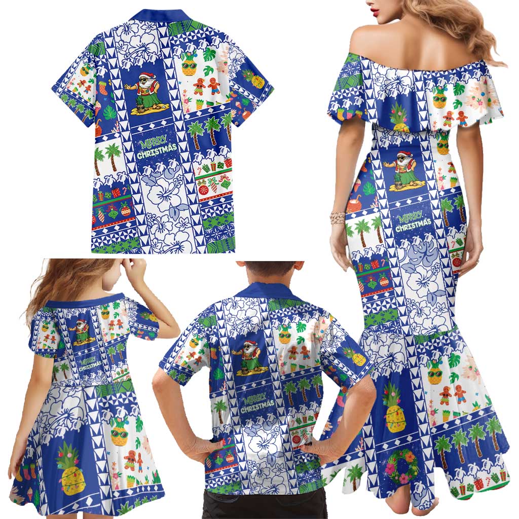 Northern Mariana Islands Christmas Family Matching Mermaid Dress and Hawaiian Shirt Festive Beach Vibes - Polynesian Pride