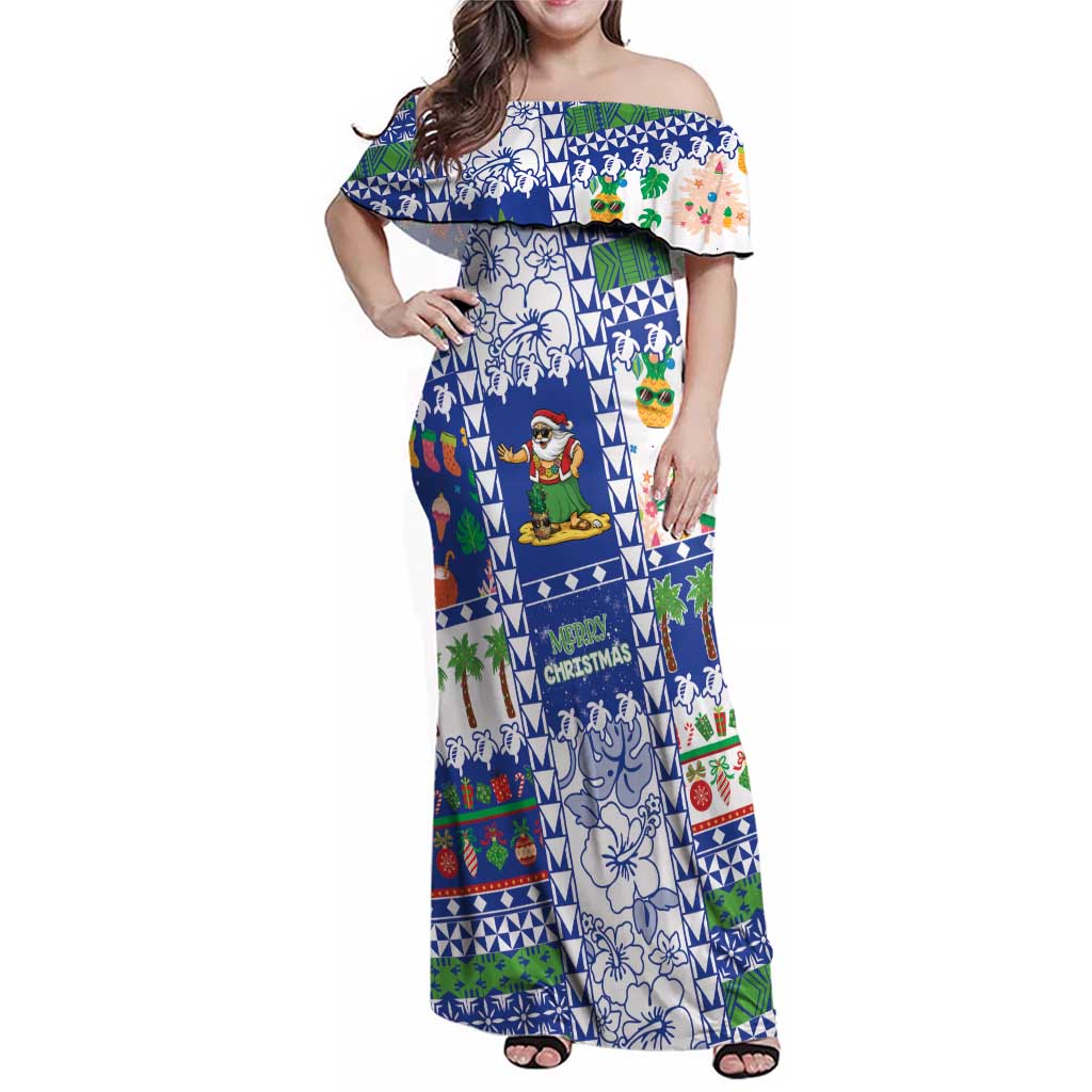 Northern Mariana Islands Christmas Family Matching Off Shoulder Maxi Dress and Hawaiian Shirt Festive Beach Vibes - Polynesian Pride