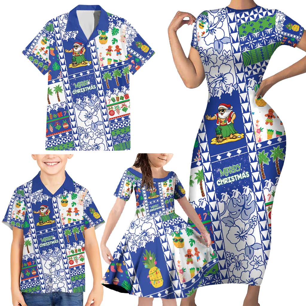 Northern Mariana Islands Christmas Family Matching Short Sleeve Bodycon Dress and Hawaiian Shirt Festive Beach Vibes - Polynesian Pride