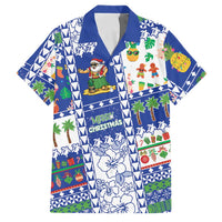 Northern Mariana Islands Christmas Family Matching Summer Maxi Dress and Hawaiian Shirt Festive Beach Vibes LT05 Dad's Shirt - Short Sleeve Blue - Polynesian Pride