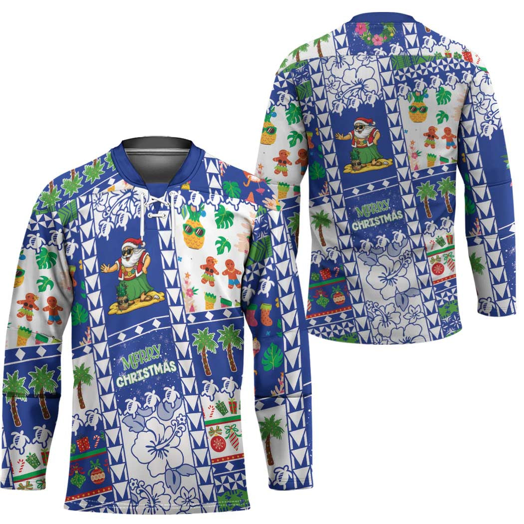 Northern Mariana Islands Christmas Hockey Jersey Festive Beach Vibes - Polynesian Pride