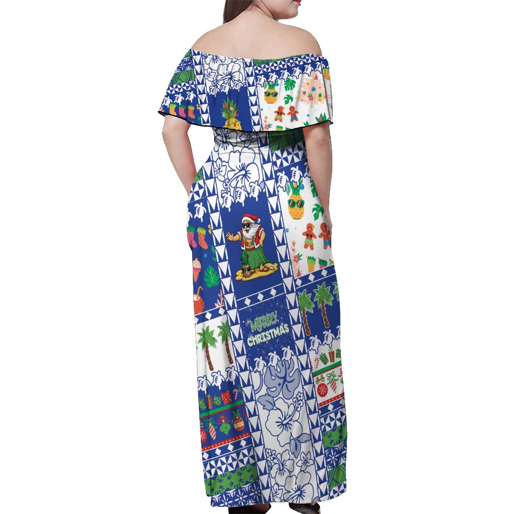 Northern Mariana Islands Christmas Off Shoulder Maxi Dress Festive Beach Vibes - Polynesian Pride