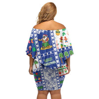 Northern Mariana Islands Christmas Off Shoulder Short Dress Festive Beach Vibes - Polynesian Pride