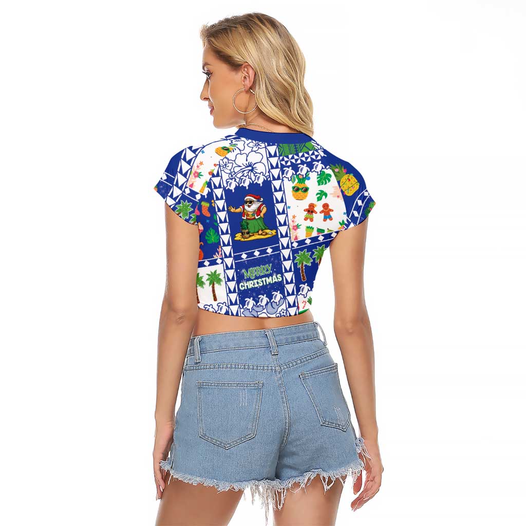 Northern Mariana Islands Christmas Raglan Cropped T Shirt Festive Beach Vibes LT05 - Polynesian Pride