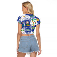 Northern Mariana Islands Christmas Raglan Cropped T Shirt Festive Beach Vibes LT05 - Polynesian Pride