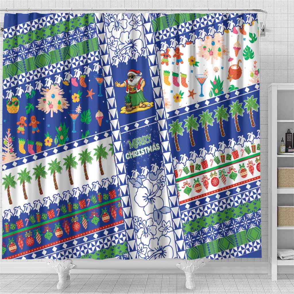Northern Mariana Islands Christmas Shower Curtain Festive Beach Vibes - Polynesian Pride