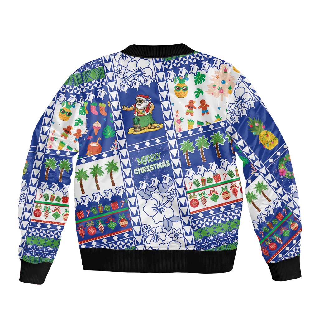 Northern Mariana Islands Christmas Sleeve Zip Bomber Jacket Festive Beach Vibes LT05 - Polynesian Pride