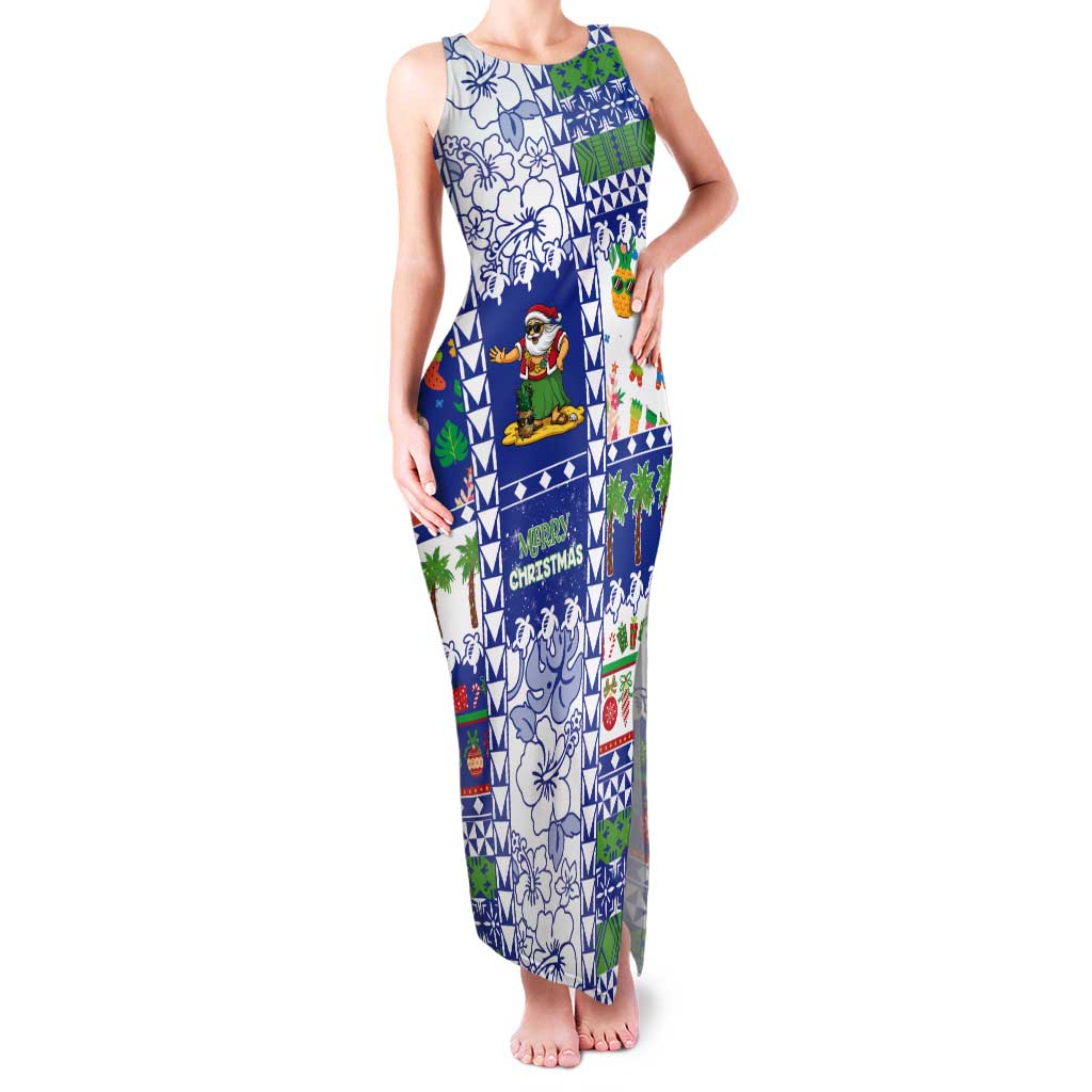 Northern Mariana Islands Christmas Tank Maxi Dress Festive Beach Vibes - Polynesian Pride
