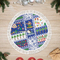 Northern Mariana Islands Christmas Tree Skirt Festive Beach Vibes LT05 Fringed Blue - Polynesian Pride