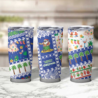 Northern Mariana Islands Christmas Tumbler Cup Festive Beach Vibes - Polynesian Pride