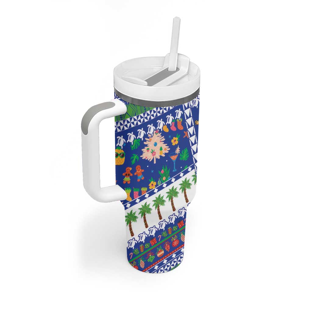 Northern Mariana Islands Christmas Tumbler With Handle Festive Beach Vibes - Polynesian Pride