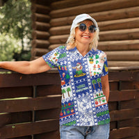 Northern Mariana Islands Christmas Women Polo Shirt Festive Beach Vibes - Polynesian Pride