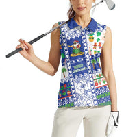 Northern Mariana Islands Christmas Women Sleeveless Polo Shirt Festive Beach Vibes LT05 - Polynesian Pride