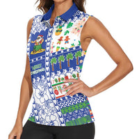 Northern Mariana Islands Christmas Women Sleeveless Polo Shirt Festive Beach Vibes LT05 - Polynesian Pride
