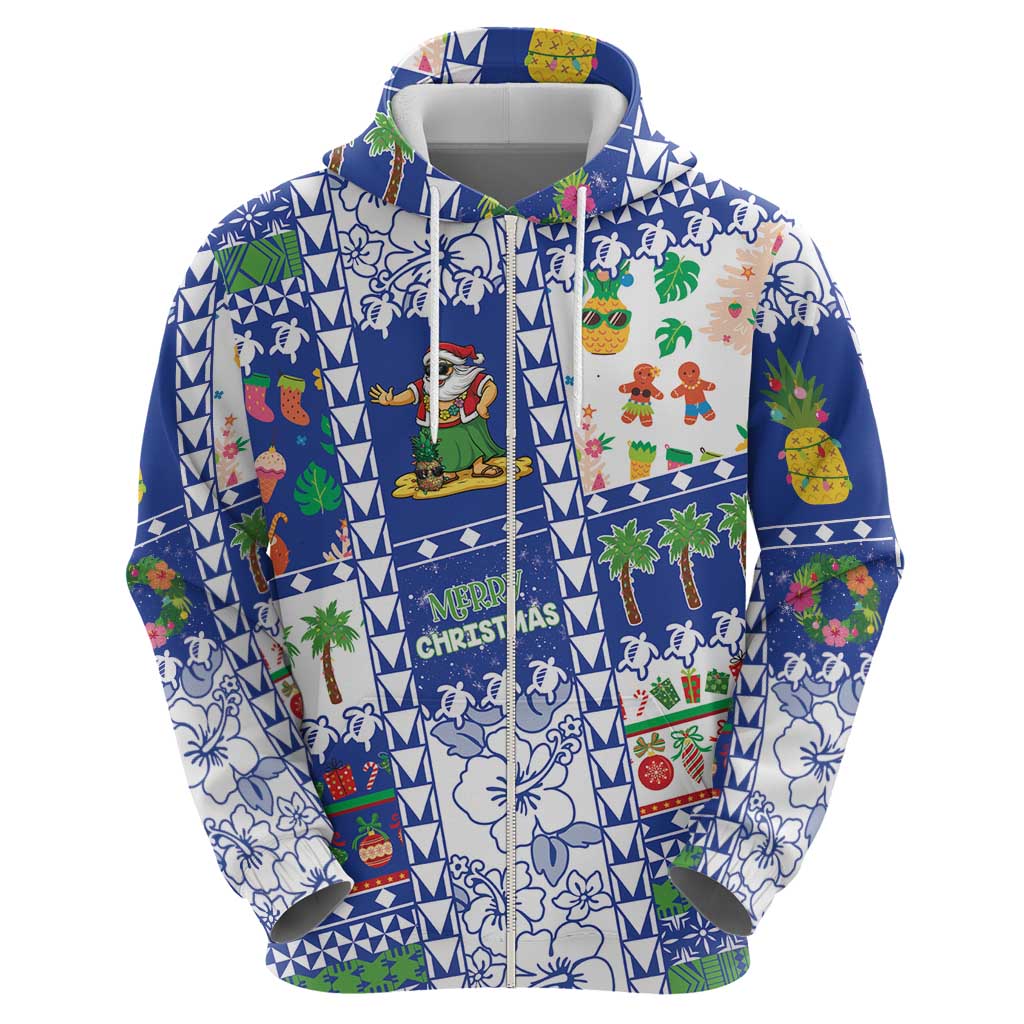 Northern Mariana Islands Christmas Zip Hoodie Festive Beach Vibes LT05 - Polynesian Pride