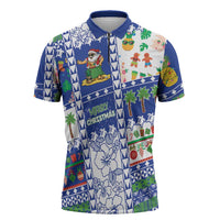 Northern Mariana Islands Christmas Zipper Polo Shirt Festive Beach Vibes - Polynesian Pride