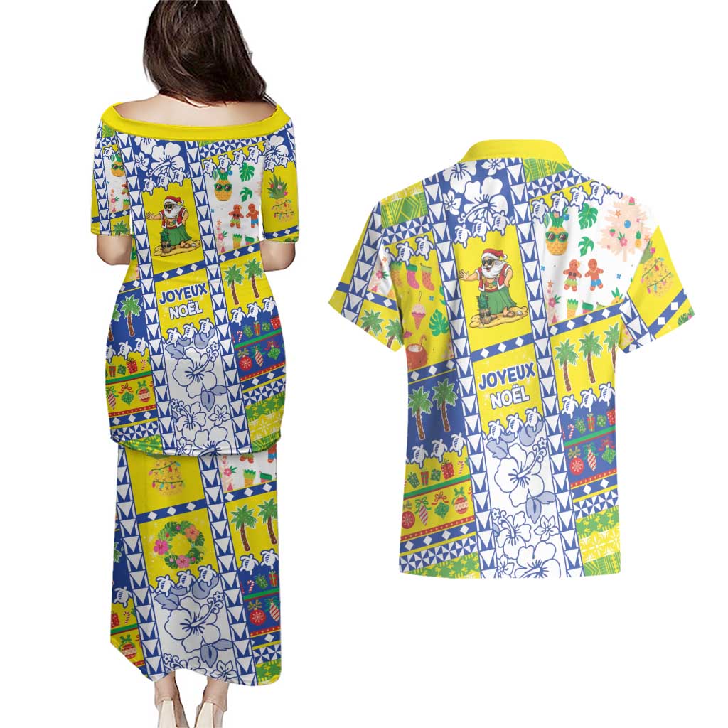 New Caledonia Christmas Couples Matching Puletasi and Hawaiian Shirt Festive Beach Vibes LT05 - Polynesian Pride