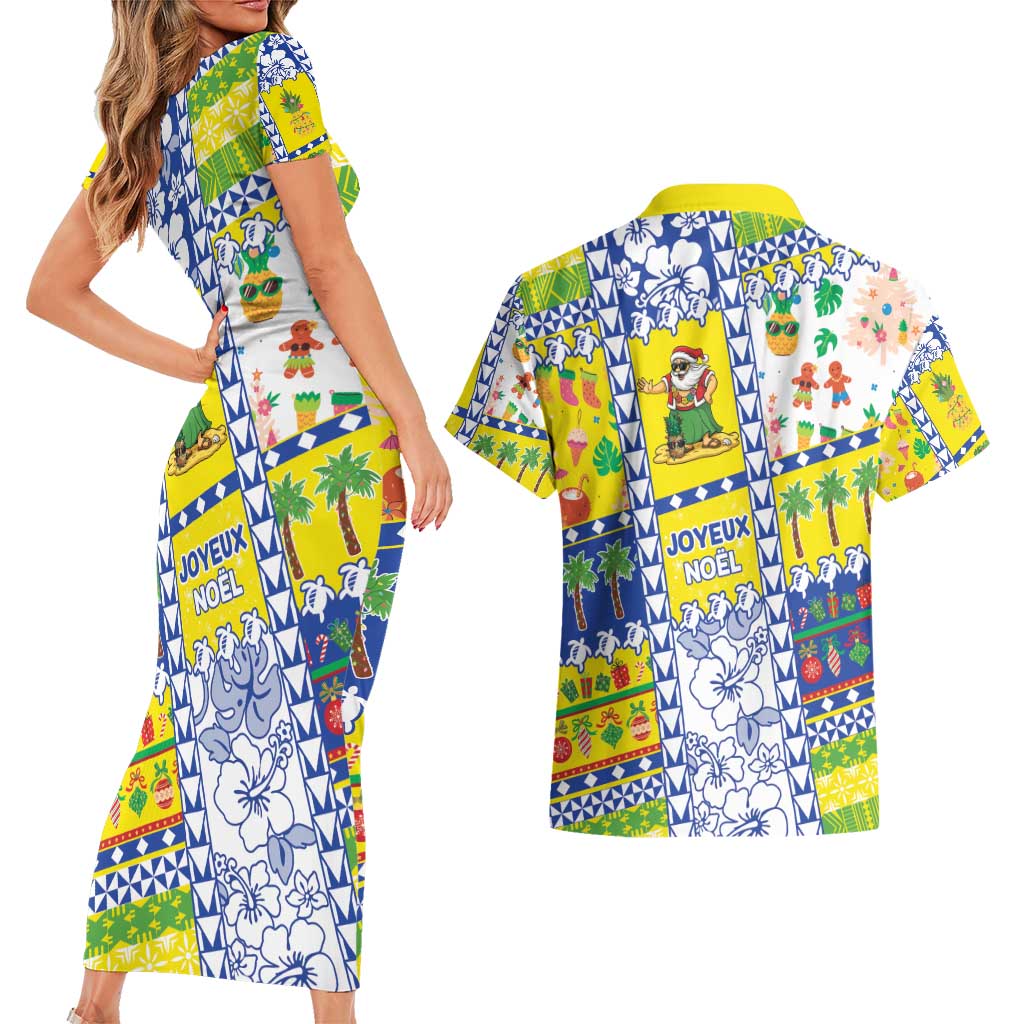 New Caledonia Christmas Couples Matching Short Sleeve Bodycon Dress and Hawaiian Shirt Festive Beach Vibes - Polynesian Pride