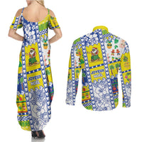 New Caledonia Christmas Couples Matching Summer Maxi Dress and Long Sleeve Button Shirt Festive Beach Vibes LT05 - Polynesian Pride